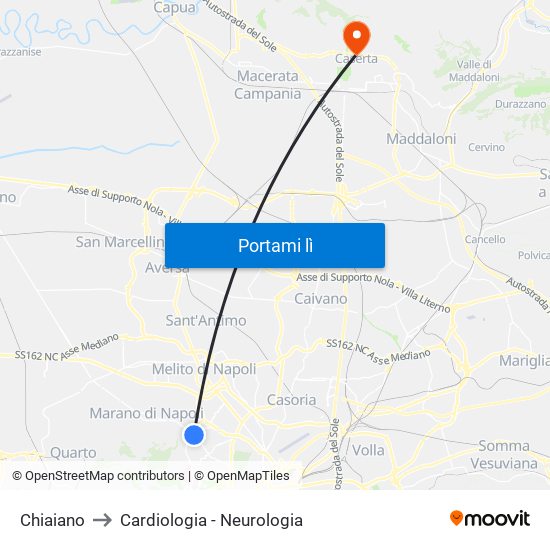 Chiaiano to Cardiologia - Neurologia map