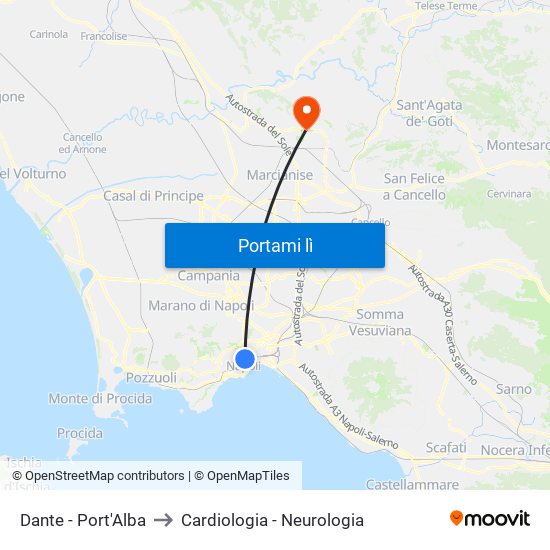 Dante - Port'Alba to Cardiologia - Neurologia map