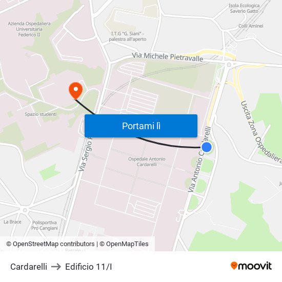 Cardarelli to Edificio 11/I map