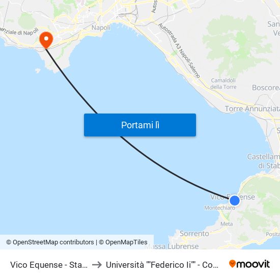 Vico Equense - Staz. Circumvesuviana to Università ""Federico Ii"" - Complesso Di Via Nuova Agnano map