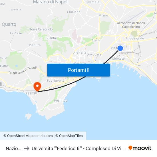 Nazionale to Università ""Federico Ii"" - Complesso Di Via Nuova Agnano map