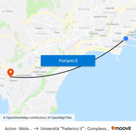Acton - Molo Beverello to Università ""Federico Ii"" - Complesso Di Via Nuova Agnano map