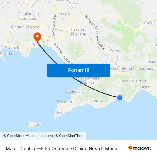 Maiori Centro to Ex Ospedale Clinico Gesù E Maria map