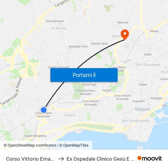 Corso Vittorio Emanuele to Ex Ospedale Clinico Gesù E Maria map