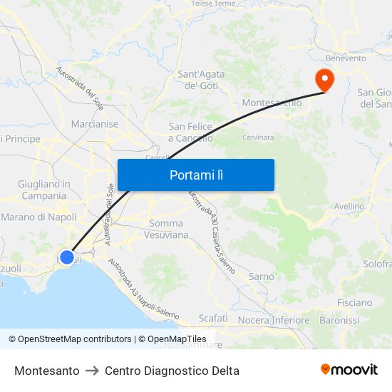 Montesanto to Centro Diagnostico Delta map