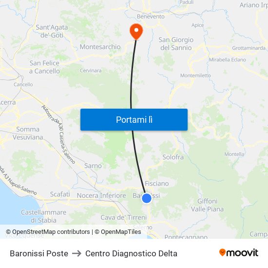 Baronissi Poste to Centro Diagnostico Delta map