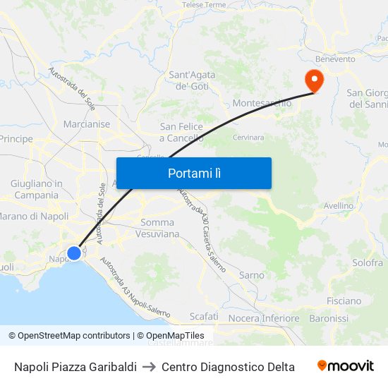 Napoli Piazza Garibaldi to Centro Diagnostico Delta map