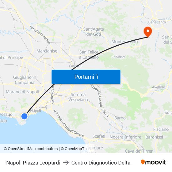 Napoli Piazza Leopardi to Centro Diagnostico Delta map