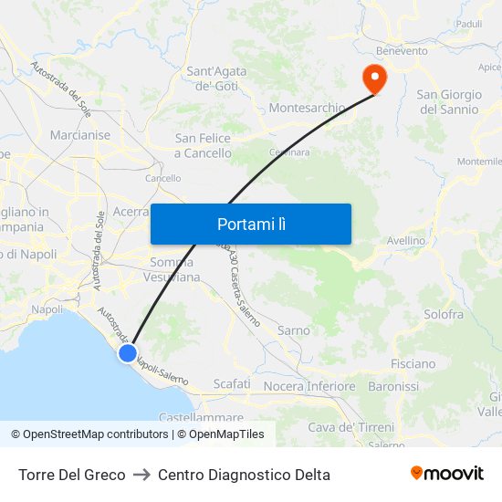Torre Del Greco to Centro Diagnostico Delta map