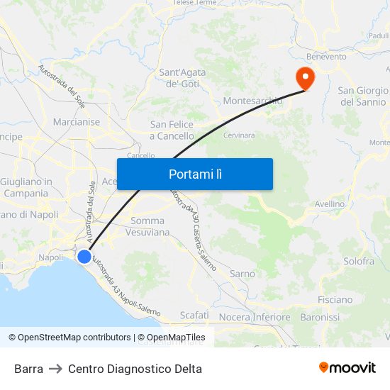 Barra to Centro Diagnostico Delta map