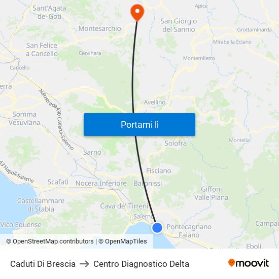 Caduti Di Brescia to Centro Diagnostico Delta map