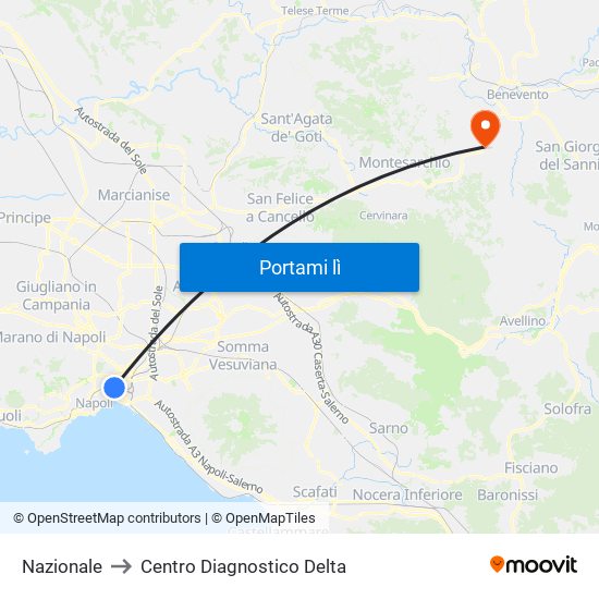 Nazionale to Centro Diagnostico Delta map