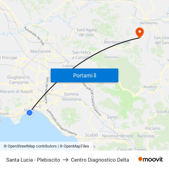 Santa Lucia - Plebiscito to Centro Diagnostico Delta map