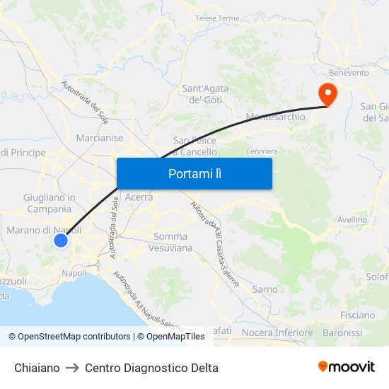 Chiaiano to Centro Diagnostico Delta map