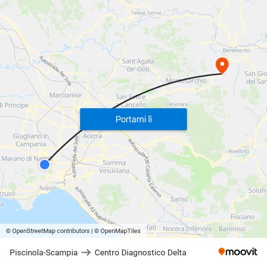 Piscinola-Scampia to Centro Diagnostico Delta map