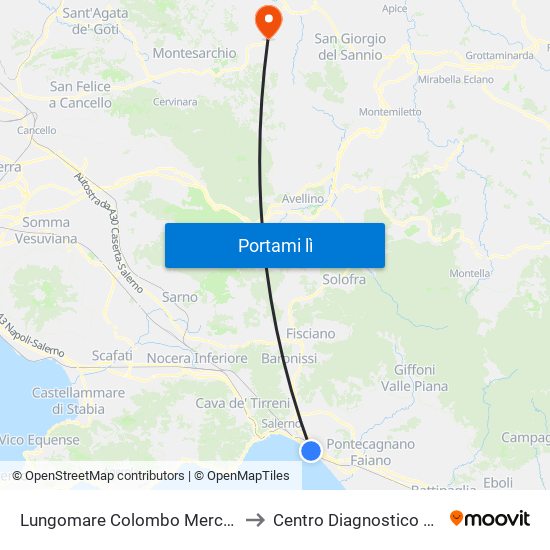 Lungomare Colombo Mercatello to Centro Diagnostico Delta map