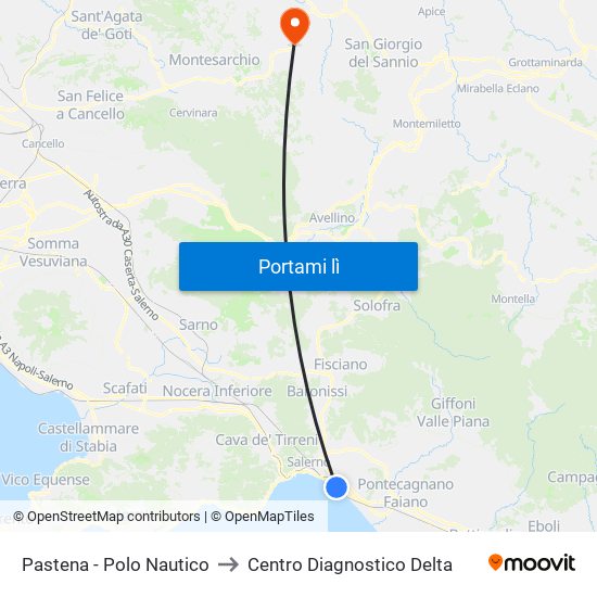 Pastena  - Polo Nautico to Centro Diagnostico Delta map