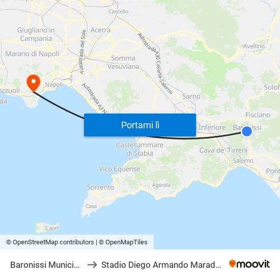 Baronissi Municipio to Stadio Diego Armando Maradona map