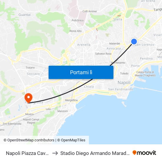 Napoli Piazza Cavour to Stadio Diego Armando Maradona map