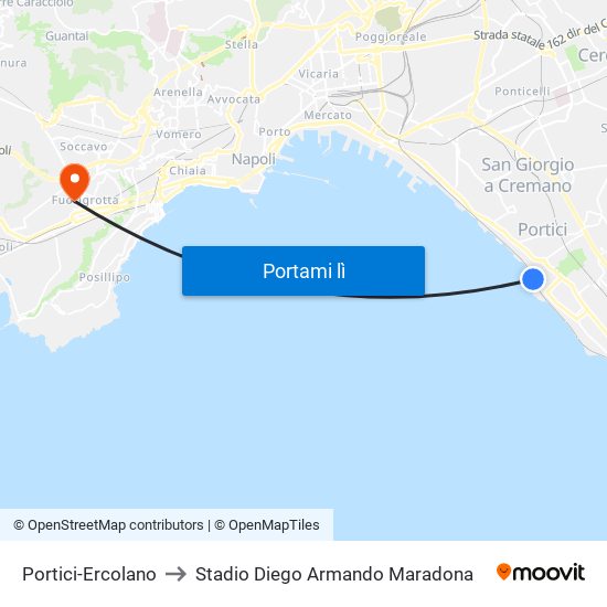 Portici-Ercolano to Stadio Diego Armando Maradona map