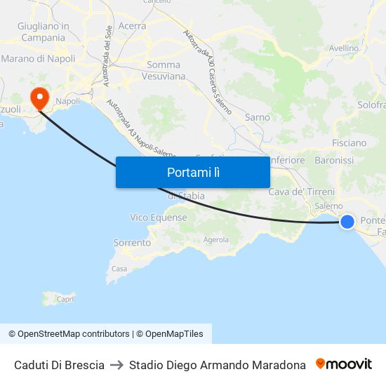 Caduti Di Brescia to Stadio Diego Armando Maradona map