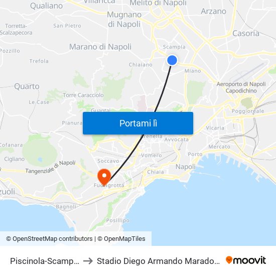 Piscinola-Scampia to Stadio Diego Armando Maradona map