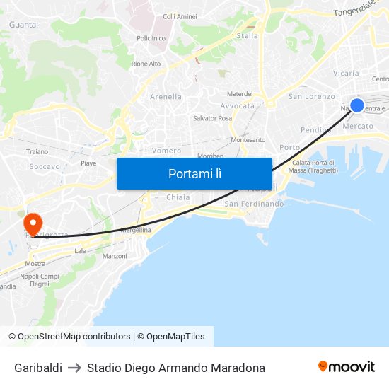 Garibaldi to Stadio Diego Armando Maradona map