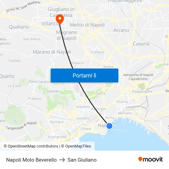 Napoli Molo Beverello to San Giuliano map
