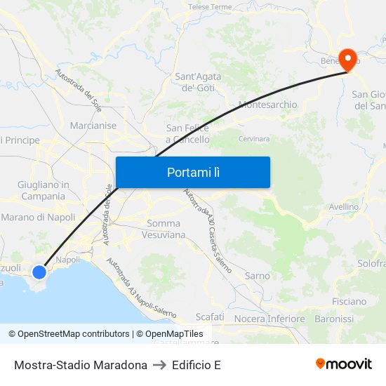 Mostra-Stadio Maradona to Edificio E map