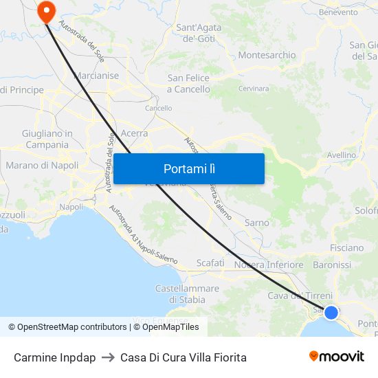 Carmine Inpdap to Casa Di Cura Villa Fiorita map