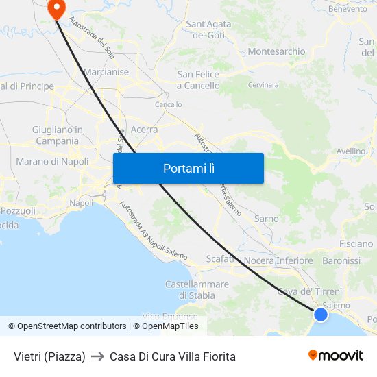 Vietri (Piazza) to Casa Di Cura Villa Fiorita map