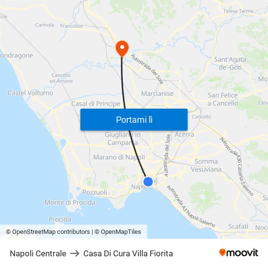 Napoli Centrale to Casa Di Cura Villa Fiorita map