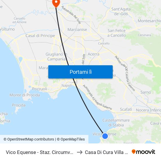 Vico Equense - Staz. Circumvesuviana to Casa Di Cura Villa Fiorita map