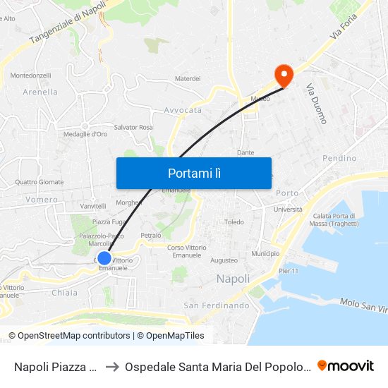 Napoli Piazza Amedeo to Ospedale Santa Maria Del Popolo Degli Incurabili map