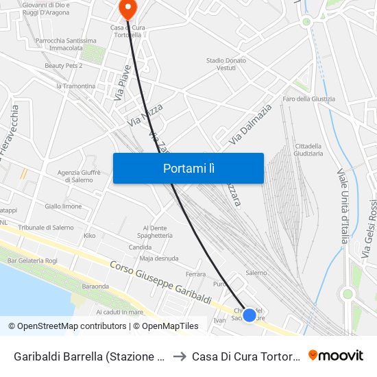 Garibaldi Barrella (Stazione F.S.) to Casa Di Cura Tortorella map