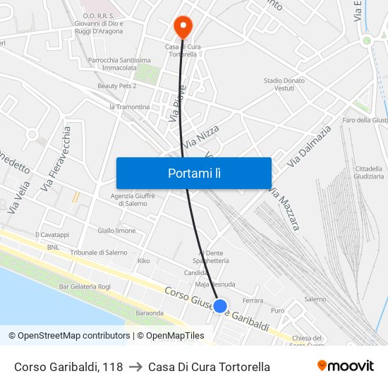 Corso Garibaldi, 118 to Casa Di Cura Tortorella map
