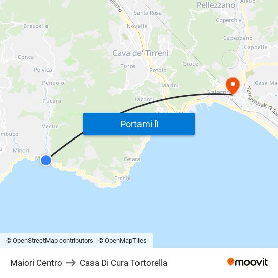 Maiori Centro to Casa Di Cura Tortorella map