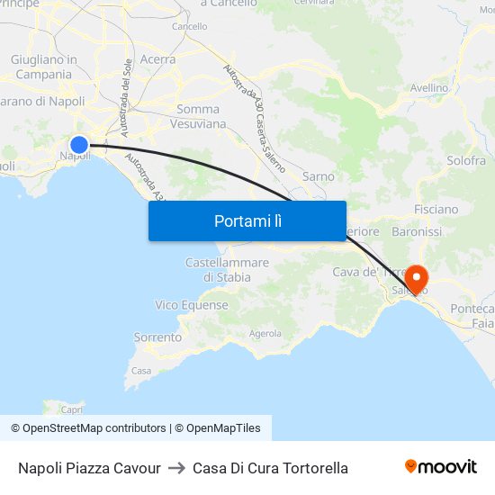 Napoli Piazza Cavour to Casa Di Cura Tortorella map