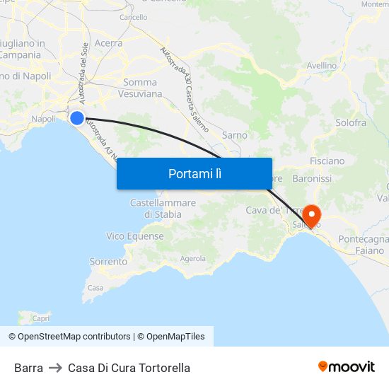 Barra to Casa Di Cura Tortorella map