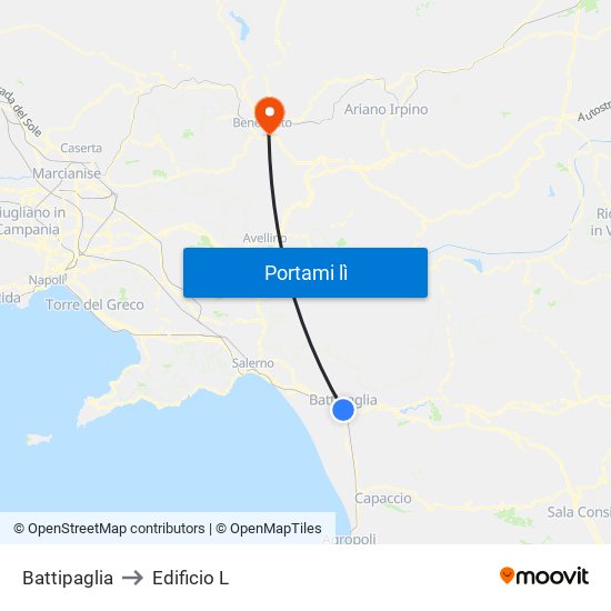 Battipaglia to Edificio L map