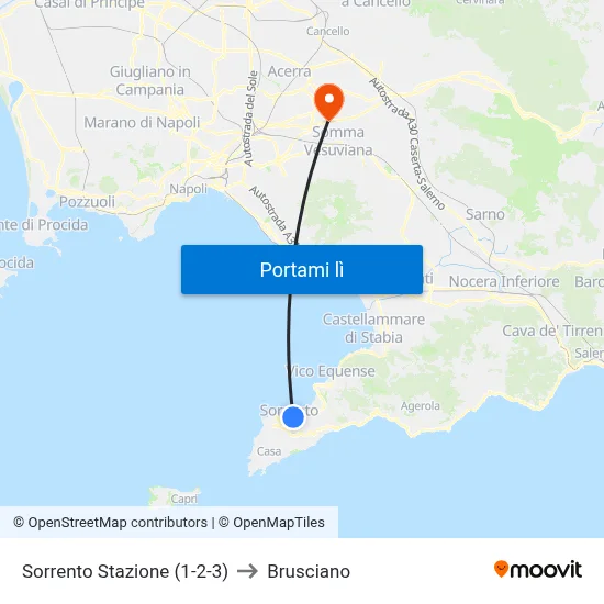 Sorrento Stazione (1-2-3) to Brusciano map