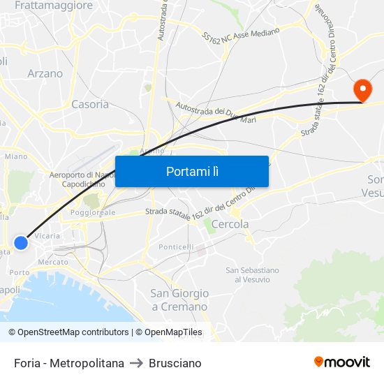 Foria - Metropolitana to Brusciano map