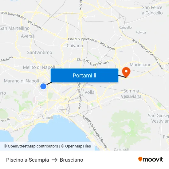 Piscinola-Scampia to Brusciano map