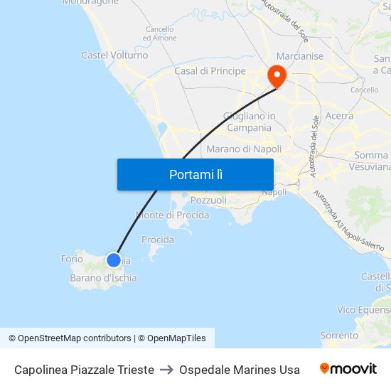 Capolinea Piazzale Trieste to Ospedale Marines Usa map