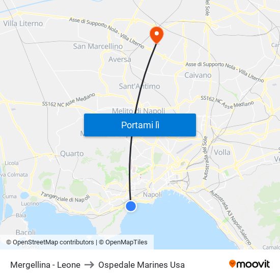 Mergellina - Leone to Ospedale Marines Usa map