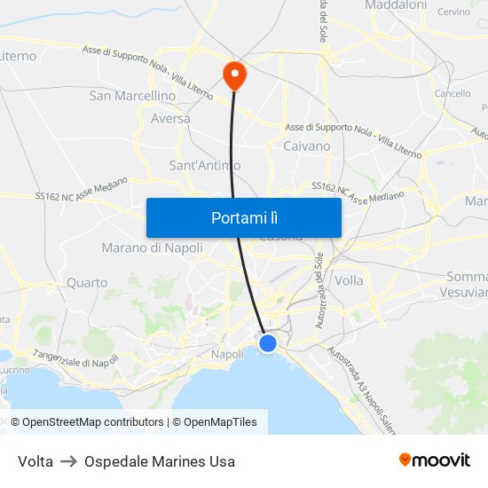 Volta to Ospedale Marines Usa map
