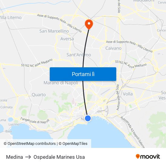 Medina to Ospedale Marines Usa map