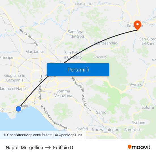 Napoli Mergellina to Edificio D map