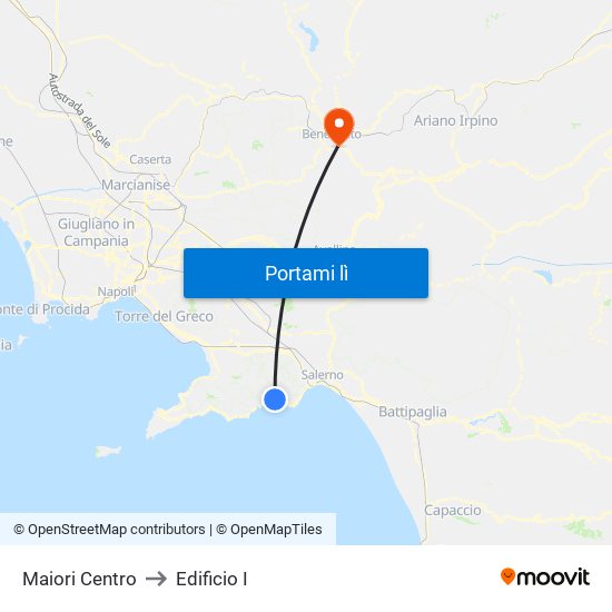 Maiori Centro to Edificio I map
