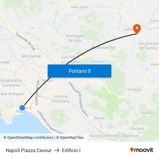 Napoli Piazza Cavour to Edificio I map